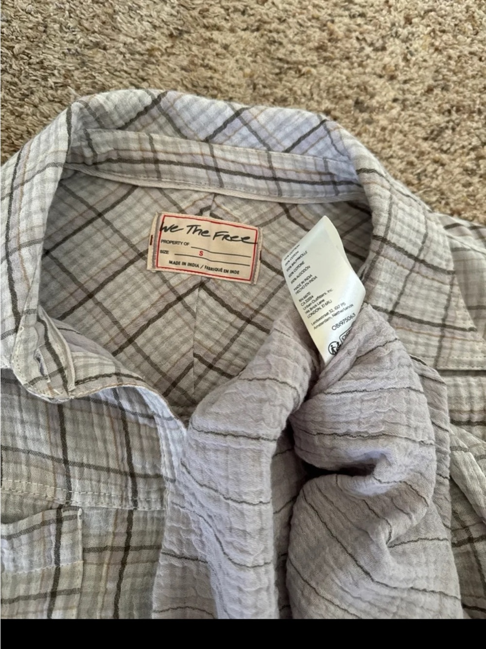 Free People We The Free Cardiff Plaid Top Oversized size Small - Picture 10 of 12